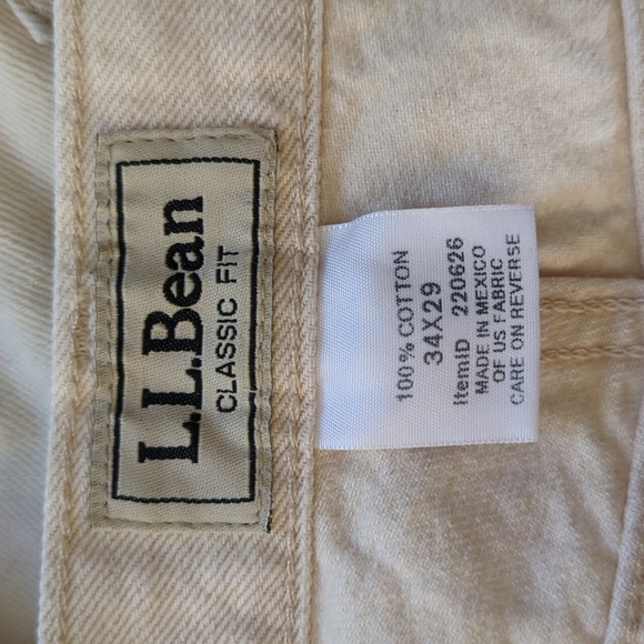 L.L. Bean Double L Classic Fit Straight Leg Denim Jeans 34 x 29 Cream Pockets - Picture 3 of 16